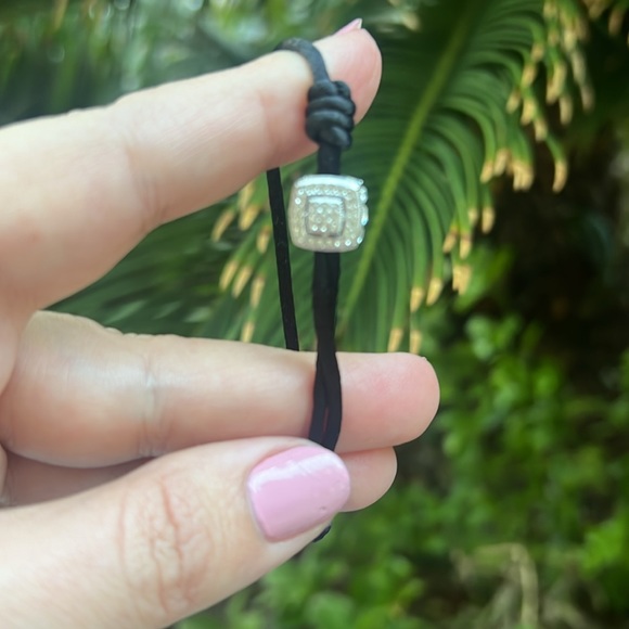 Vintage Rhinestones and Black Silk Bracelet - Picture 11 of 17